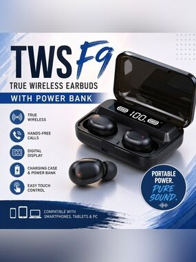 TWS F9 True Wireless Bluetooth Earbuds Digital Display Charging Case
